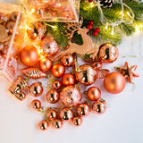 30Pcs Christmas Decorations Tree Hanging Balls Christmas Tree Ornaments Set Xmas Party Decor Rose Gold