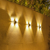 2pcs Solar Wall Lights Garden Decor Lights UP and Down Luminous for Fence Yard Warm White