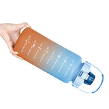 3-Piece Set Gradual-Color Motivational Water Bottles Set Sports Drinking Bottle with Time Markings Orange