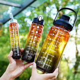 3-Piece Set Motivational Water Bottles Set Sports Drinking Bottle with Time Markings Black