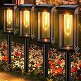 4Pcs Rectangular Garden Solar Light for Yard Landscape Path Lawn Patio Walkway