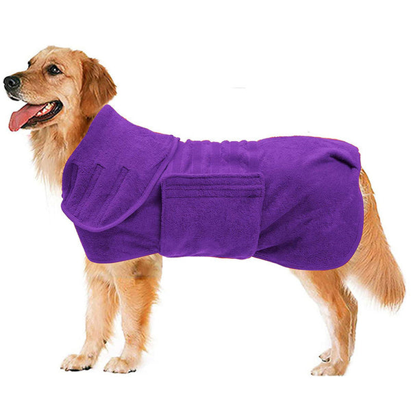 Pet Bathrobe Clothes Dog Bathrobe Towel Purple