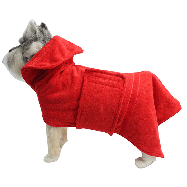 Pet Bathrobe Clothes Dog Bathrobe Towel Red