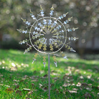 Unique and Magical Metal Windmill Kinetic Metal Wind Spinners Garden Decoration Silver