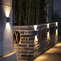 4Pcs Solar Wall Lights Garden Fence LED Lights Outdoor Yard Warm Light