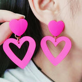 5 Pairs of Barbie Inspired Earrings Hot Pink Dangling Drop Statement Earrings for Women