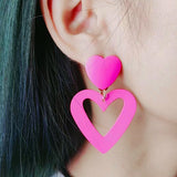 5 Pairs of Barbie Inspired Earrings Hot Pink Dangling Drop Statement Earrings for Women