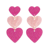 5 Pairs of Barbie Inspired Earrings Hot Pink Dangling Drop Statement Earrings for Women