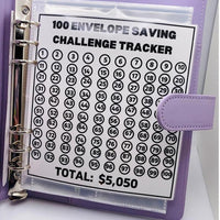 100 Envelope Challenge Binder Budget Planner Savings Challenge Book Purple