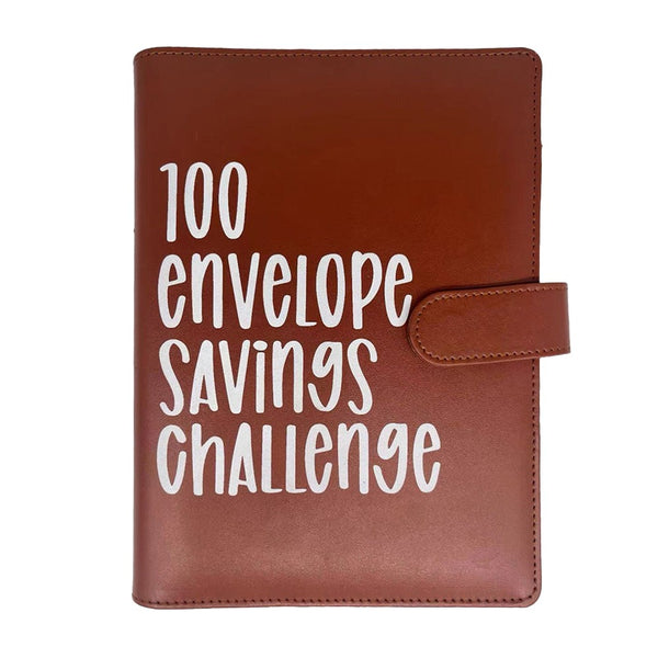 100 Envelope Challenge Binder Budget Planner Savings Challenge Book Brown