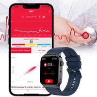 Bluetooth Smart Watch Sport Watch Blood Glucose ECG Monitoring Watch Blue