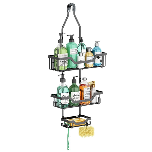 3 Layers Hanging Shower Caddy Over the Shower Head Bathroom Shelf Organizer