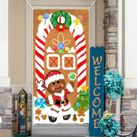 Christmas Santa Door Covers Backdrop Background Banner Christmas Party Decoration Style 1