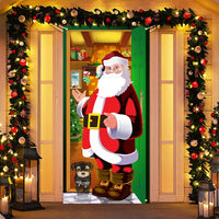 Christmas Santa Door Covers Backdrop Background Banner Christmas Party Decoration Style 2