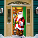 Christmas Santa Door Covers Backdrop Background Banner Christmas Party Decoration Style 2