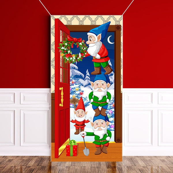 Christmas Santa Door Covers Backdrop Background Banner Christmas Party Decoration Style 3