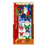 Christmas Santa Door Covers Backdrop Background Banner Christmas Party Decoration Style 3