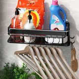 Punching-free Kitchen Sink Organizer Wall Mounted Bathroom Drain Rack Storage Rack Black