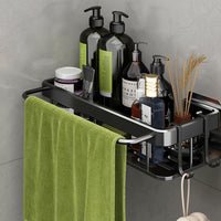 Punching-free Kitchen Sink Organizer Wall Mounted Bathroom Drain Rack Storage Rack Black