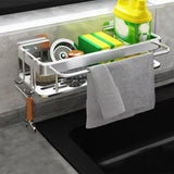 Punching-free Kitchen Sink Organizer Wall Mounted Bathroom Drain Rack Storage Rack Silver