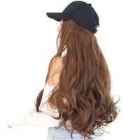 Light Brown Long Wig Hat Adjustable Baseball Cap Hat Sun Visor Cap for Women Girls