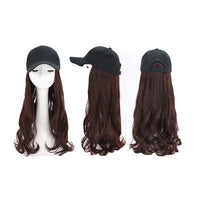 Dark Brown Curly Long Wig Hat Adjustable Baseball Cap Hat Sun Visor Cap for Women Girls