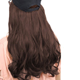 Dark Brown Curly Long Wig Hat Adjustable Baseball Cap Hat Sun Visor Cap for Women Girls