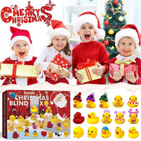 Christmas 24 Days Countdown Advent Calendar with Rubber Ducks and Accessory Children Bath Toys Gift