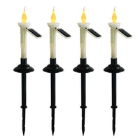 4Pcs Solar Candle Lights Flickering Candlesticks Outdoor Garden Christmas Halloween Decor