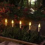 4Pcs Solar Candle Lights Flickering Candlesticks Outdoor Garden Christmas Halloween Decor