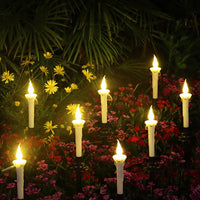 4Pcs Solar Candle Lights Flickering Candlesticks Outdoor Garden Christmas Halloween Decor