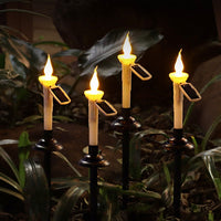 4Pcs Solar Candle Lights Flickering Candlesticks Outdoor Garden Christmas Halloween Decor