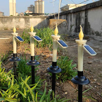 4Pcs Solar Candle Lights Flickering Candlesticks Outdoor Garden Christmas Halloween Decor