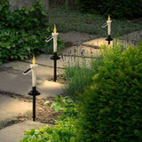 4Pcs Solar Candle Lights Flickering Candlesticks Outdoor Garden Christmas Halloween Decor