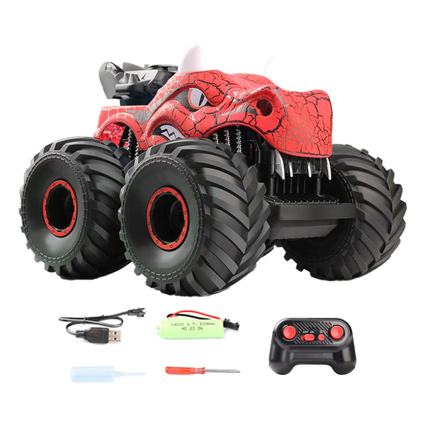 Dinosaur Toy Car RC Stunt Car 360 Degree Rolling Twister with Light Red