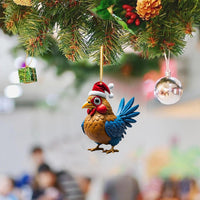 Set of 6Pcs Acrylic Chicken Pendant Car Hanging Christmas Ornament Decoration Style 1