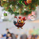 Set of 6Pcs Acrylic Chicken Pendant Car Hanging Christmas Ornament Decoration Style 1