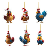 Set of 6Pcs Acrylic Chicken Pendant Car Hanging Christmas Ornament Decoration Style 2