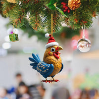 Set of 6Pcs Acrylic Chicken Pendant Car Hanging Christmas Ornament Decoration Style 2