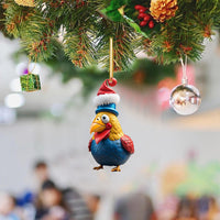 Set of 6Pcs Acrylic Chicken Pendant Car Hanging Christmas Ornament Decoration Style 2