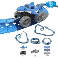 138Pcs Changeable Track Racing Car Set Flexible Race Track Electric Shark Car Toy