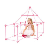 Set of 68Pcs DIY Kids Fort Building Toys Kit Build Educational Learning Toy Pink