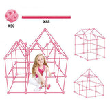 Set of 138Pcs DIY Kids Fort Building Toys Kit Build Educational Learning Toy Pink