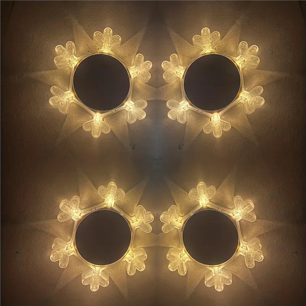 4Pcs Solar Snowflake LED Light Solar Lawn Wall Light Underground Light Warm White