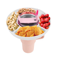 4-Division Silicone Snack Tray for 40oz Stanley Cup Snack Bowl Snack Container White