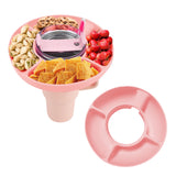 4-Division Silicone Snack Tray for 40oz Stanley Cup Snack Bowl Snack Container Pink