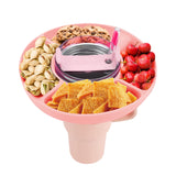 4-Division Silicone Snack Tray for 40oz Stanley Cup Snack Bowl Snack Container Pink