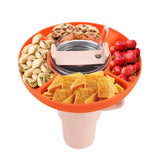 4-Division Silicone Snack Tray for 40oz Stanley Cup Snack Bowl Snack Container Orange