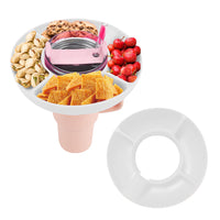 4-Division Silicone Snack Tray for 40oz Stanley Cup Snack Bowl Snack Container White