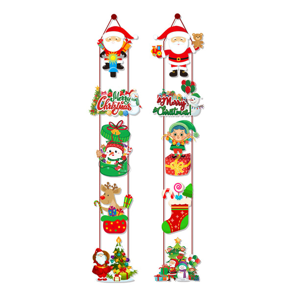 Pair of Christmas Porch Hanging Sign Xmas Door Banner Wall Christmas Hanging Party Decoration Style 2